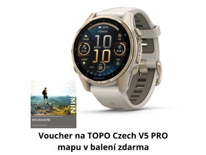 Garmin Fenix 8 43mm AMOLED, Sapphire Soft Gold  + CZ distribuce a TOPO Czech mapy ZDARMA!