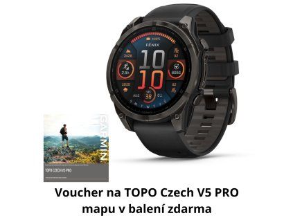 Garmin Fenix 8 47mm AMOLED, Titan Sapphire Carbon Gray  + CZ distribuce a TOPO Czech mapy ZDARMA!
