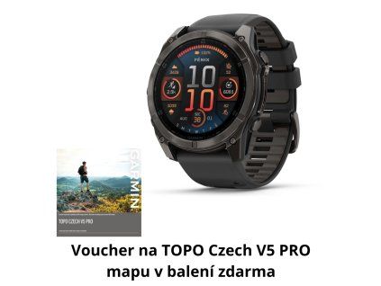 Garmin Fenix 8 51mm AMOLED, Titan Sapphire Carbon Gray  + CZ distribuce a TOPO Czech mapy ZDARMA!