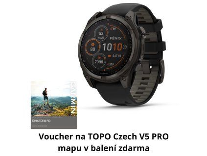 Garmin Fenix 8 51mm Solar, titan sapphire Carbon Gray  + CZ distribuce a TOPO Czech mapy ZDARMA!