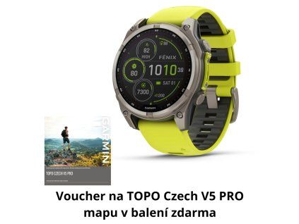 Garmin Fenix 8 51mm Solar, Titan Sapphire Graphite Amp Yellow  + CZ distribuce a TOPO Czech mapy ZDARMA!